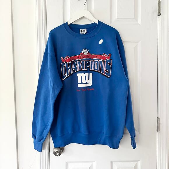 Lee Vintage Blue New York Giants NFC NFL Champion 2001 Sweatshirt W/ Sticker - Picture 1 of 11